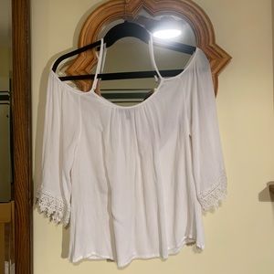 White Happening In The Present off the shoulder strap blouse
